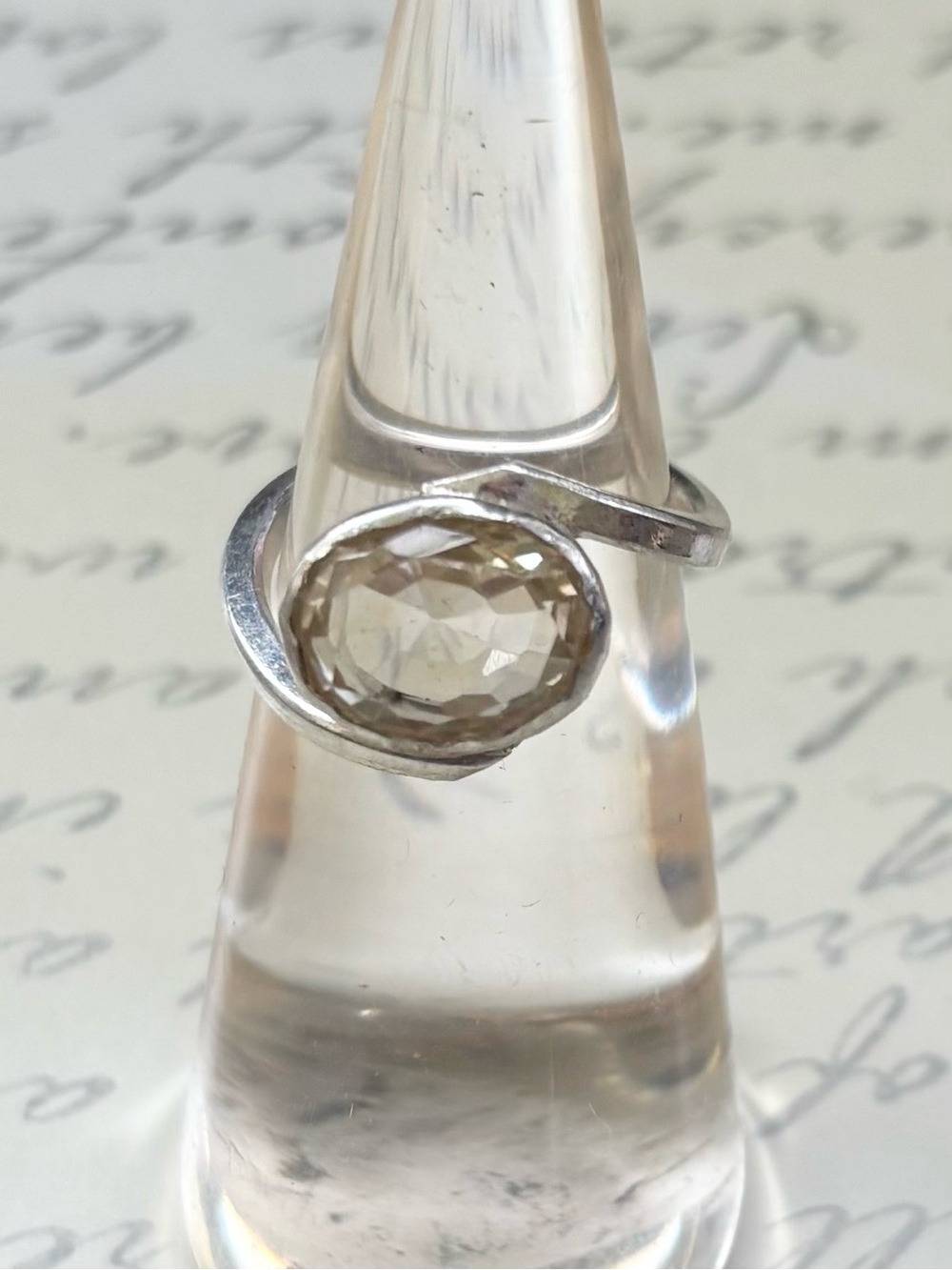 Handmade India Fine Silver Vedic Astrology Ring - Yellow Citrine / Topaz Sz 6.5